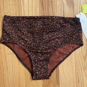 Cheetah print high-waisted swim bottom